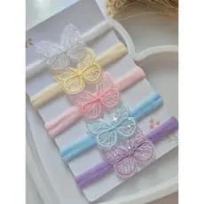 5 Faixinhas Borboleta Kit Laços Tiara Menina Bebê RN Cores Candy