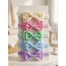 kit de Laços pompom com 5 faixas, bebês meninas, laços infantis