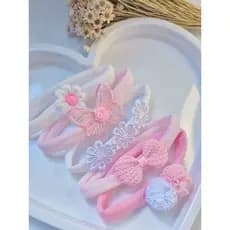 Kit de Laços Fofurinha 5 Faixinhas Meia de Seda Bebê RN Tiara
