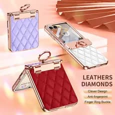 Capa De Telefone Diamante De Couro Galvanizado Para Motorola Razr 70 Plus Ultra Moto 60 50 5G Suporte De Anel Protetora