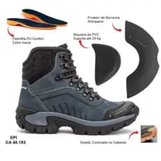 Bota Botina Coturno Adventure Palmilha em Gel Couro Unissex Confortável Trabalho 12 Horas Undersports