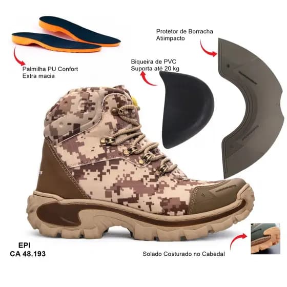 UNDERSPORTS BOTA CONQUEST COTURNO DE TRABALHO E LAZER E TRILHA ADVETURE COURO CONFORTO PALMILHA GELL