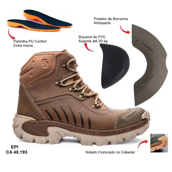 bota adventure coturno UNDERSPORTS trilha lazer trabalho c certificado 48193 palmilha gel motoqueiro