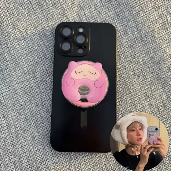 Kpop Idol EXO BaekHyun Punhos Magnéticos Para Telefone Suporte Rosa Fofo Griptok