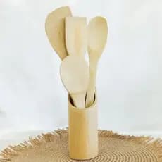 Kit Utensílios de Cozinha 5pçs em Bambu