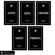 Etiquetas Rótulos Adesivos para Azeite, Óleo, Vinagre, Pimenta e Shoyu