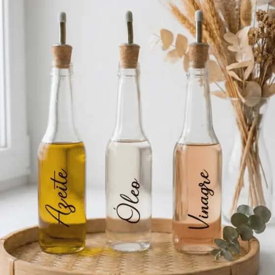 Kit 03 Galheteiro em Vidro com 355ml com Bico Dosador (Azeite, Óleo e Vinagre)
