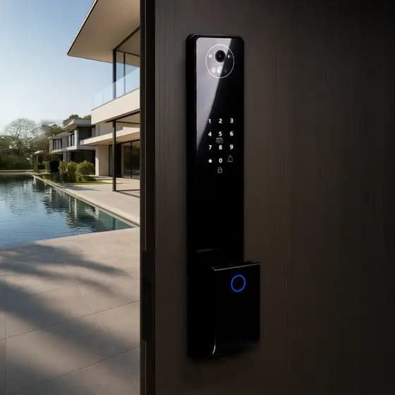 Fechadura Inteligente Digital Biometria Facial Face ID Alto Padrão Black Piano Tuya Wifi Abertura Remota Aplicativo