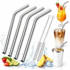 Canudos Inox Curvos + Escovinha ORIGINAL Limpeza Drinks Bebidas - ENVIO IMEDIATO