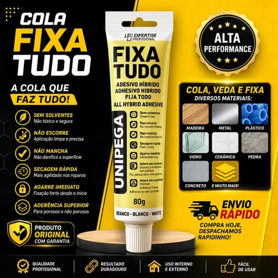 COLA FIXA TUDO ORIGINAL Unipega 80 gramas Cola Até Debaixo D'água - ENVIO IMEDIATO