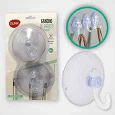 GANCHO VENTOSA CLICK KIT COM 2 GANCHO PARA PAREDE
