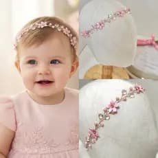 Tiara rosa bebê flores,daminha,casamento,aniverario