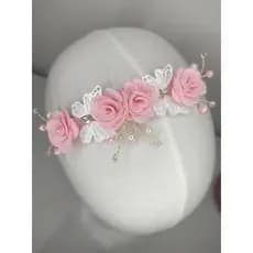 Tiara jardim encantado borboleta, branco e rosa.
