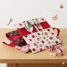 Porta Talher Estojo Tecido Portátil Impermeável Organizador Bolsa Necessaire Viagem Cozinha Camping