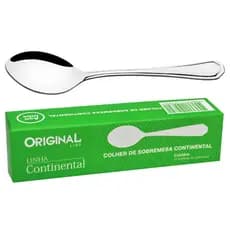 Kit 12 Colheres de Sobremesa Aço Inox Talheres Resistente Continental Original Line Cj De Colheres Sobremesa
