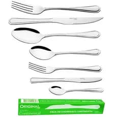 Faqueiro 42 Peças Aço Inox Jogo de Talheres Completo Resistente Continental Original Line