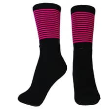 Meia preta, listras pink