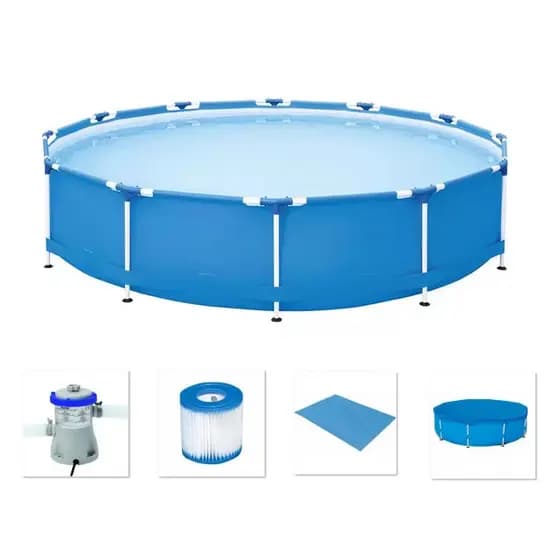 110v - Piscina Bestway 7000 Litros Estrutural Bomba Filtrante 110v Capa e Forro 3,66 m 366 cm x 76 cm ( 6473 Litros )