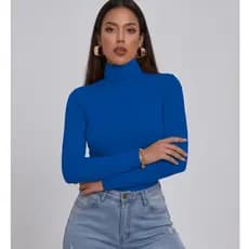 Blusinha Feminina Gola Cacharrel Manga Longa Segunda Pele