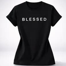 T-Shirt Feminina Blessed 100% Algodão Manga Curta Gola Careca Confortável