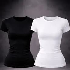 Kit 2 Baby Look Feminina 100% Algodão Básica Slim Camiseta Justa Manga Curta