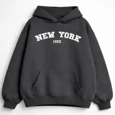 Moletom Canguru New York 199x Blusa Com Bolso e Capuz Flanelado Jaqueta Térmica Estilosa