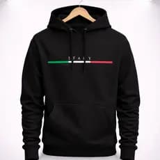 Moletom Canguru Masculino Italia país Capuz e Bolso Flanelado Inverno Frio Estiloso Tendencia