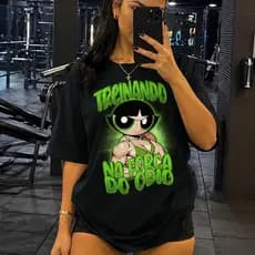 Camisa Feminina Masculina Estampa Docinho Meninas Super Poderosas Treinando Na Força Do Ódio