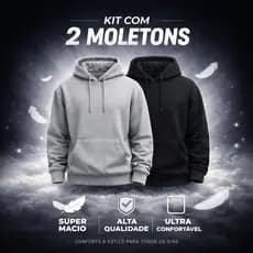 Kit 2 Moletom Unissex Canguru Flanelado Grosso  Inverno Confortável Frio Inverno Outono Unissex Capuz