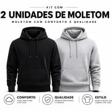 Kit 2 Unidades Moletom Masculino Capuz Blusa de Frio Estilosa Básica Ideal Para Inverno Outono Flanelada Quentinha