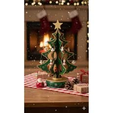 Mini arvore de natal em madeira 30 peças 27Cm Luxo Premium Bela Flor