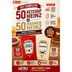 Kit Heinz 100 Sachês 50 Ketchup + 50 Maionese