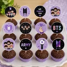 50 Topper Para Doces BTS Ja Montado No Palito Pronta Entrega Topo de Doce