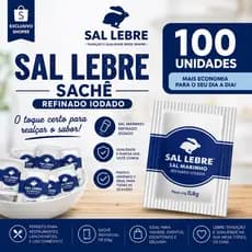 Sal Sachê LEBRE 1g Kits 100 Unidades Restaurantes Comercio Lanches Marmitas Economico