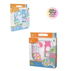 Kit Bebe Chocalhos Brinquedos Mordedor Bebe Baby Fun 3 Peças