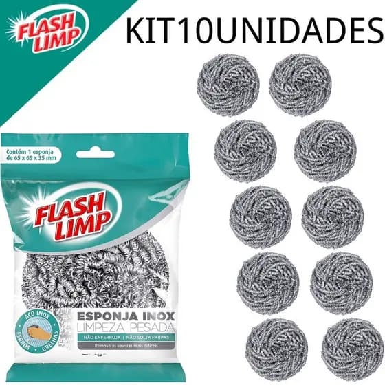 Kit 3 Esponja Limpeza Pesada Inox Ferro e Grelha - Flash Limp A melhor Esponja do Brasil