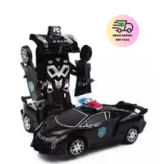 Carrinho Venom Transformes Policia Preto 2 em 1 Bate e Volta Gira 360° Brinquedo Menino