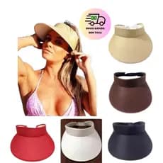 Viseira Praia Chapéu Feminina Elástico Colorido Protetor Solar Moda Verão
