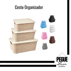 Kit  Cestos Rattan Caixas Organizadoras  2,5/4,0/7,8 Litros  REFORÇADA