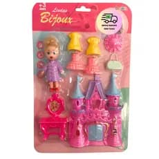 Castelo Princesa Com Boneca Troca Roupa De Plástico + Acessórios 9 Pçs