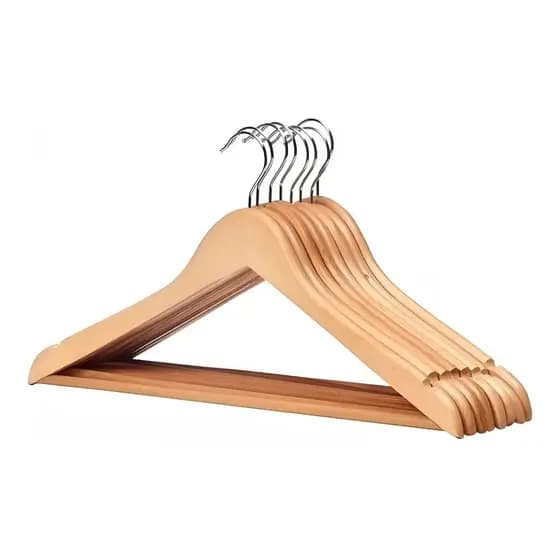 Conjunto Cabides De Madeira Marfim Rayco Para Camisas E Casacos 12 Peças Cromo