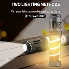 Lanterna de Camping 3 em 1 Recarregável por USB, Luz de Camping à Prova d'Água para Pesca Noturna