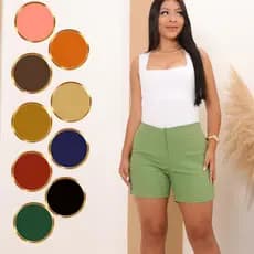 shorts feminino de linho premium