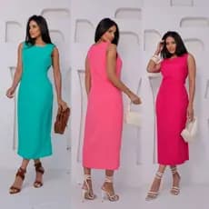 vestido feminino tubinho elegante com botões funcionais com forro em linhão premium