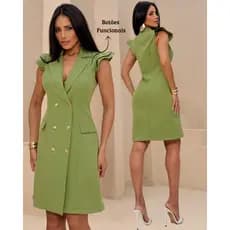 Vestido feminino em alfaiataria curto e com gola lapela elegante