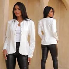 blazer elegante macio  suede scuba premium botões decorativos clássicos perfeita para outono/inverno