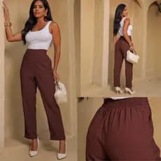 Calça  Feminina Pantacourt Alfaiataria  sensorial Cintura Alta Elástico Casual Dia A Dia