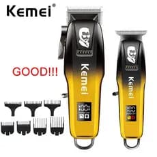 Kit Kemei Completo de Máquinas de Corte e Acabamento Desempenho Profissional e Recarregável KM-8501