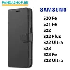 Capa Case Flip Carteira Para Samsung Galaxy Linha S20 Fe/ S21 Fe/ S22/ S22 Plus/ S22 Ultra/ S23/ S23 Fe/ S23 Ultra