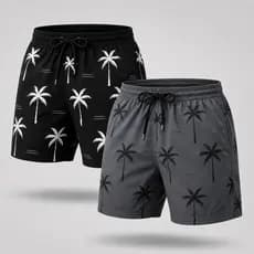 Kit 2 Short Tactel Coqueiro Grosso Masculino Mauricinho Praia Seca Rápido Academia Bermuda Verão